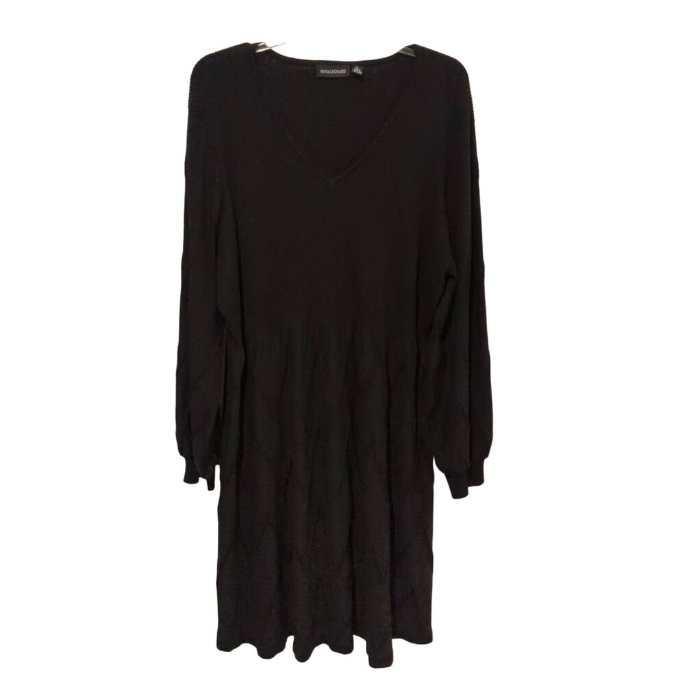 Nina Leonard Sweater Dress, Black, NWOT, 3X